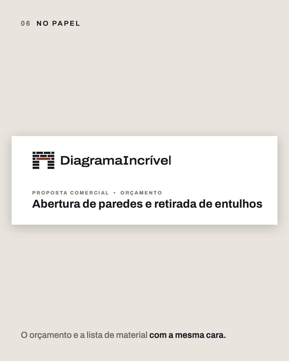 Cabeçalho de um orçamento da DiagramaIncrível com a nova identidade
