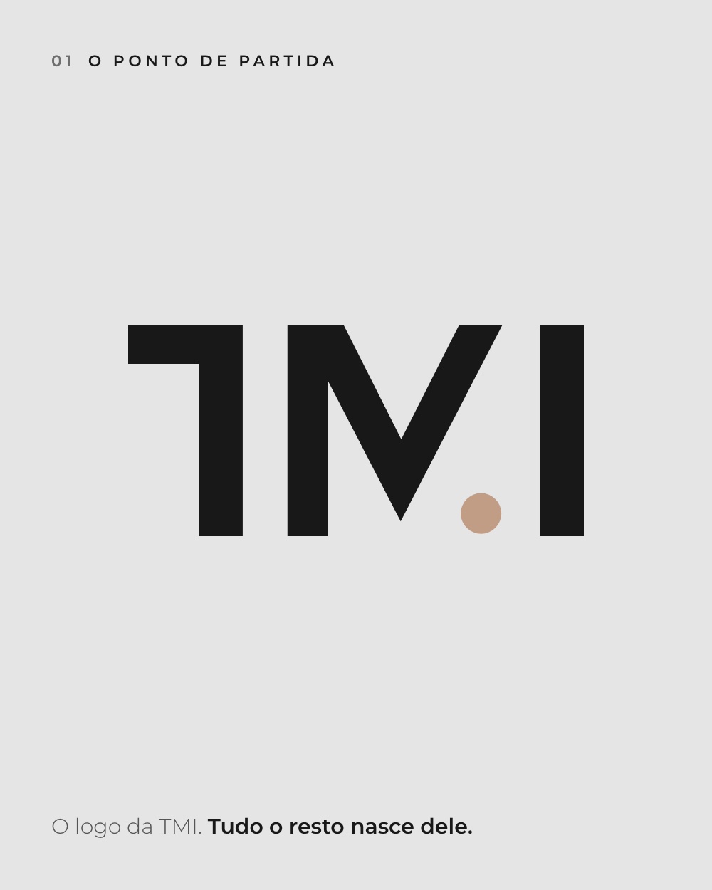 O logótipo TMI em charcoal, com o ponto em camel